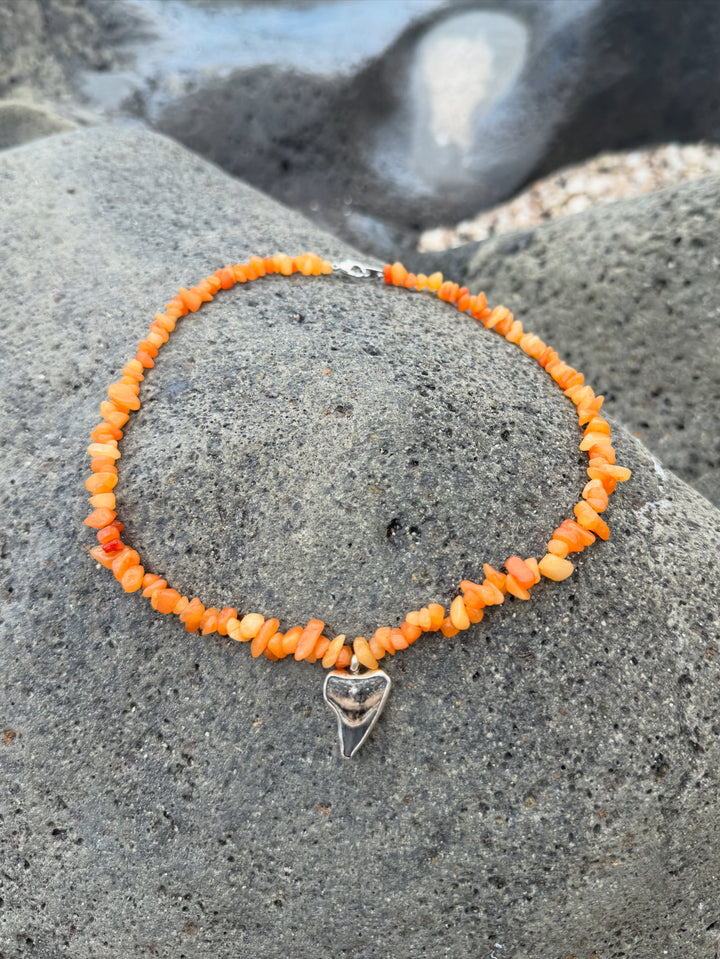 Orange Aventurine Shark Tooth Necklace