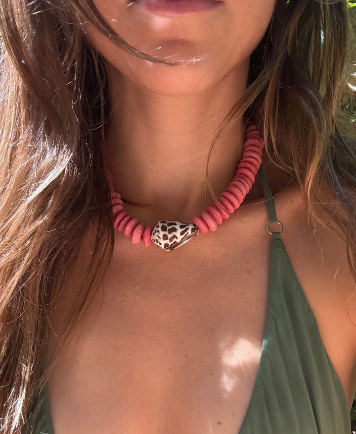 Pink Hebrew Chunky Necklace