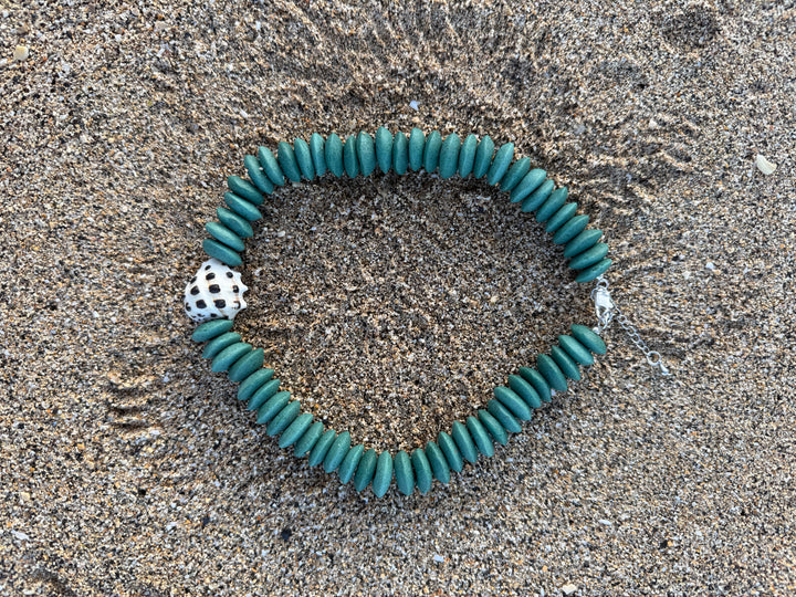 coastal blue hawaiian drupe shell necklace
