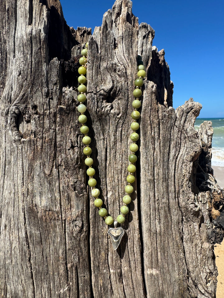 Green Jade Shark Tooth Necklace