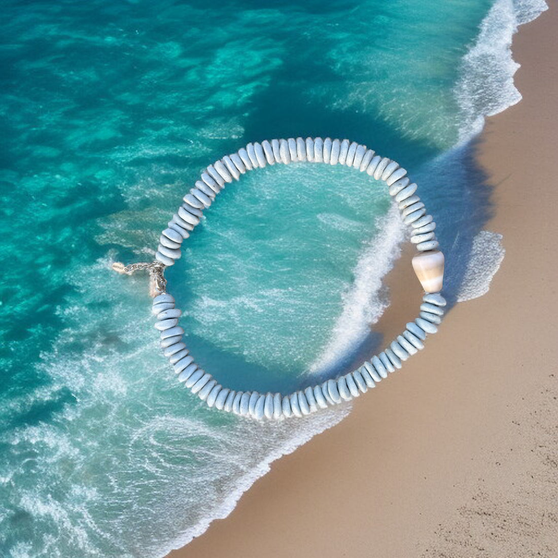 bimini blue hawaiian cone shell necklace